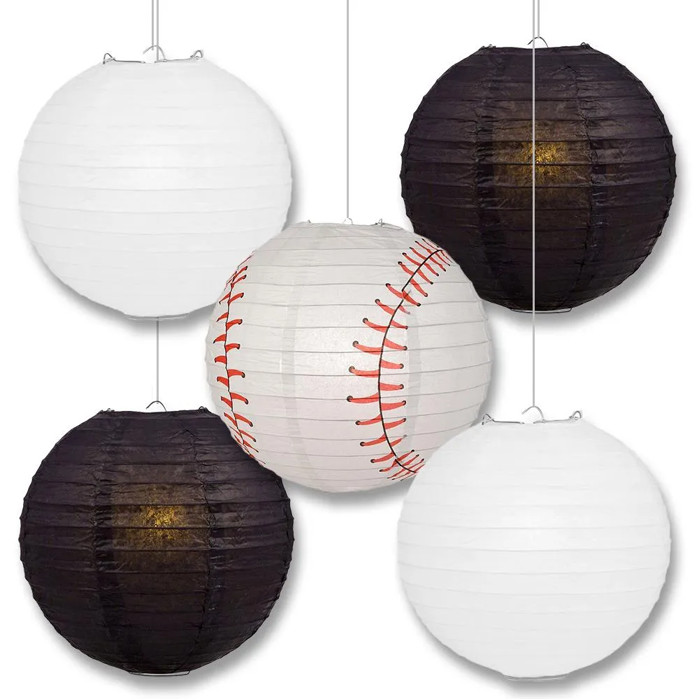 Chicago Pro Baseball Black & White 14-inch Paper Lanterns 5pc Combo Party Pack