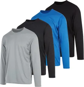 DARESAY 4-Pack: Mens Long Sleeve Tee Shirts, Long Sleeve Shirts for Men Pack of 4, Dri Fit Shirts for Men