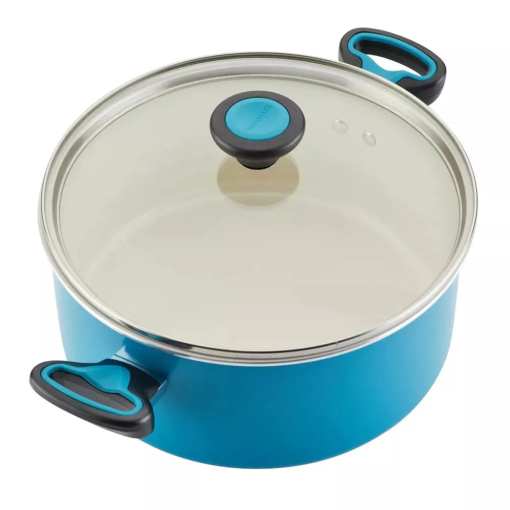 Go Healthy! Nonstick Cookware Pots and Pans Set with QuiltSmart Technology, 14-Piece - Aqua