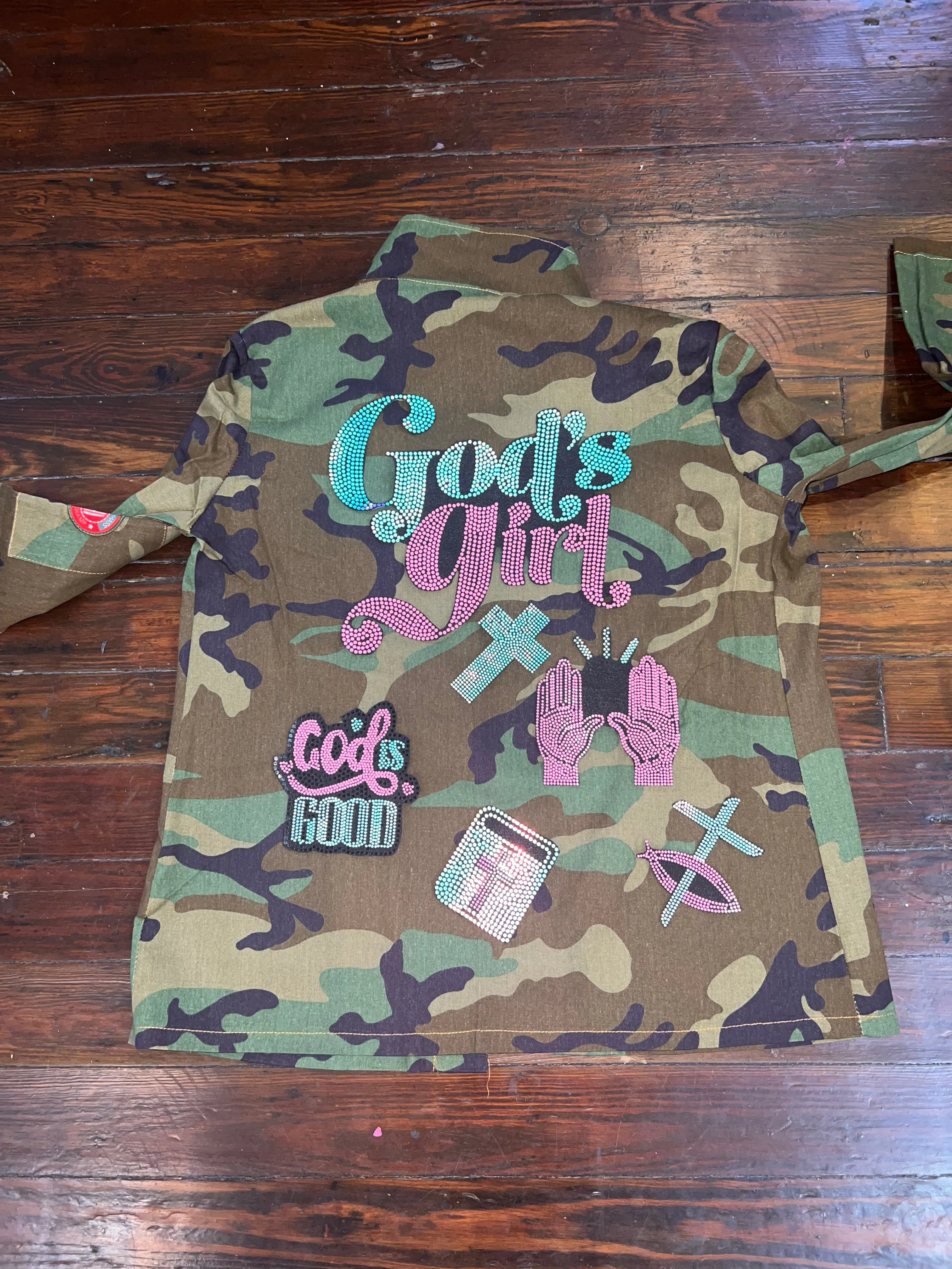 GOD'S GIRL CAMOUFLAGE BLING Patchwork JACKET