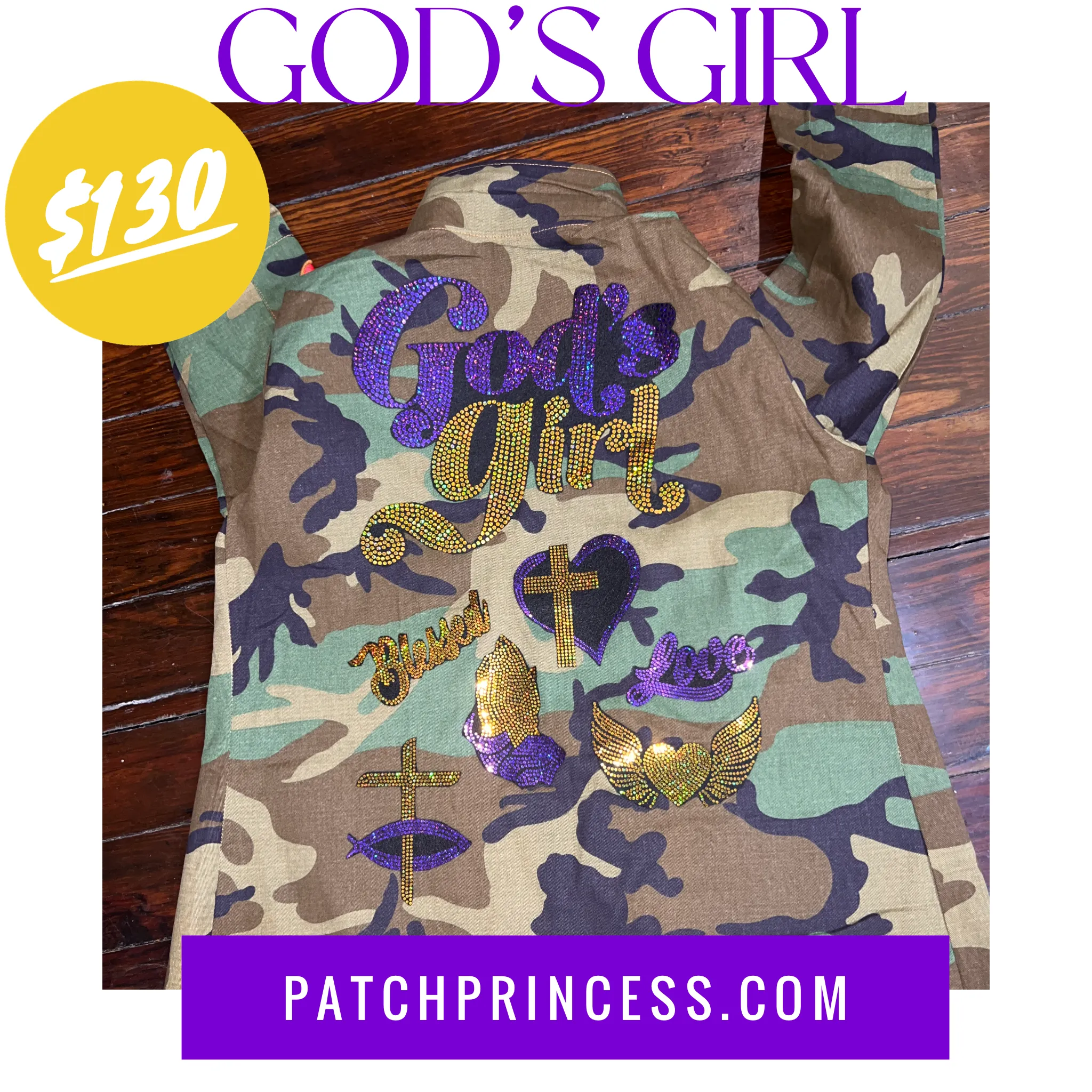 GOD'S GIRL CAMOUFLAGE BLING Patchwork JACKET