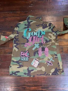 GOD'S GIRL CAMOUFLAGE BLING Patchwork JACKET