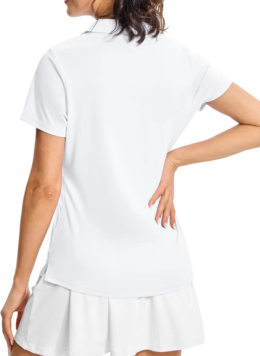 Gopune Women's Short Sleeve Golf Shirts V Neck Collared Tennis Tops Quick Dry UV Protection