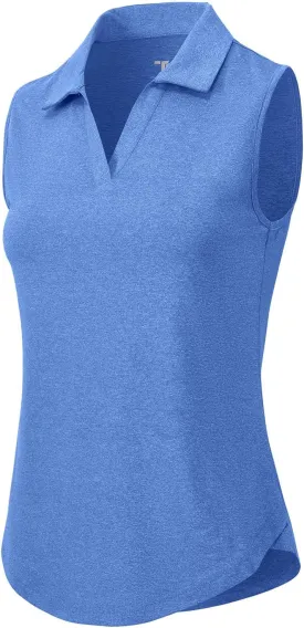 Gopune Women's Sleeveless Golf Polo Shirts Quick Dry Tennis Shirts Lightweight UPF 50  Collared V-Neck Tank Tops