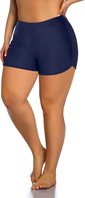 Holipick Plus Size Swim Shorts Women High Waisted Bathing Suit Bottoms Tummy Control Swim Shorts