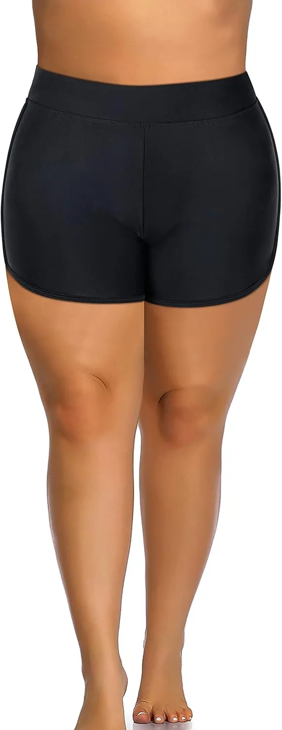Holipick Plus Size Swim Shorts Women High Waisted Bathing Suit Bottoms Tummy Control Swim Shorts