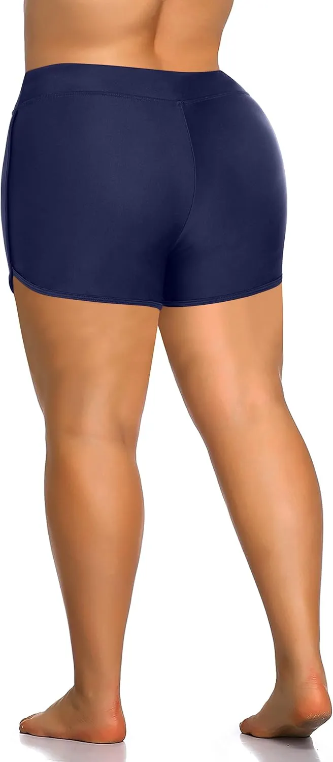 Holipick Plus Size Swim Shorts Women High Waisted Bathing Suit Bottoms Tummy Control Swim Shorts