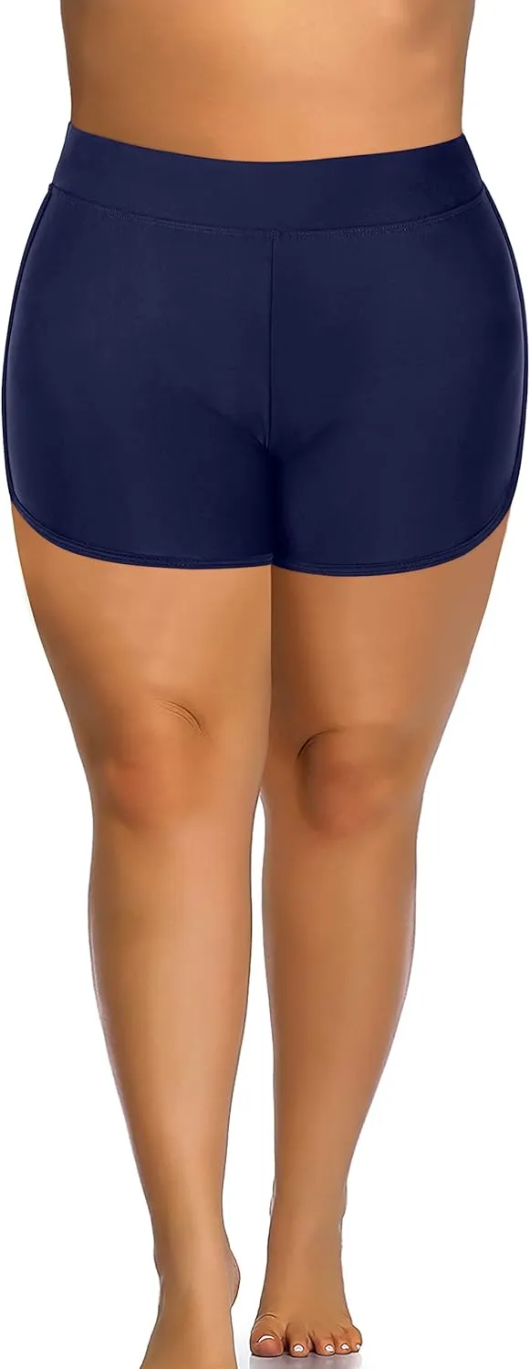 Holipick Plus Size Swim Shorts Women High Waisted Bathing Suit Bottoms Tummy Control Swim Shorts