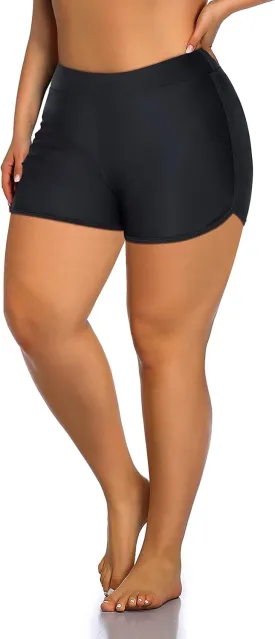 Holipick Plus Size Swim Shorts Women High Waisted Bathing Suit Bottoms Tummy Control Swim Shorts
