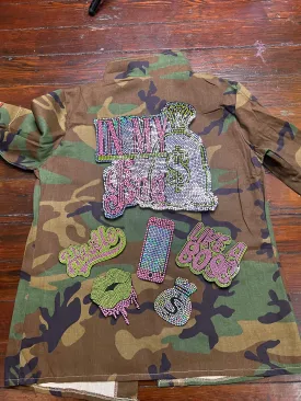 IN MY BAG CAMOUFLAGE BLING Patchwork JACKET