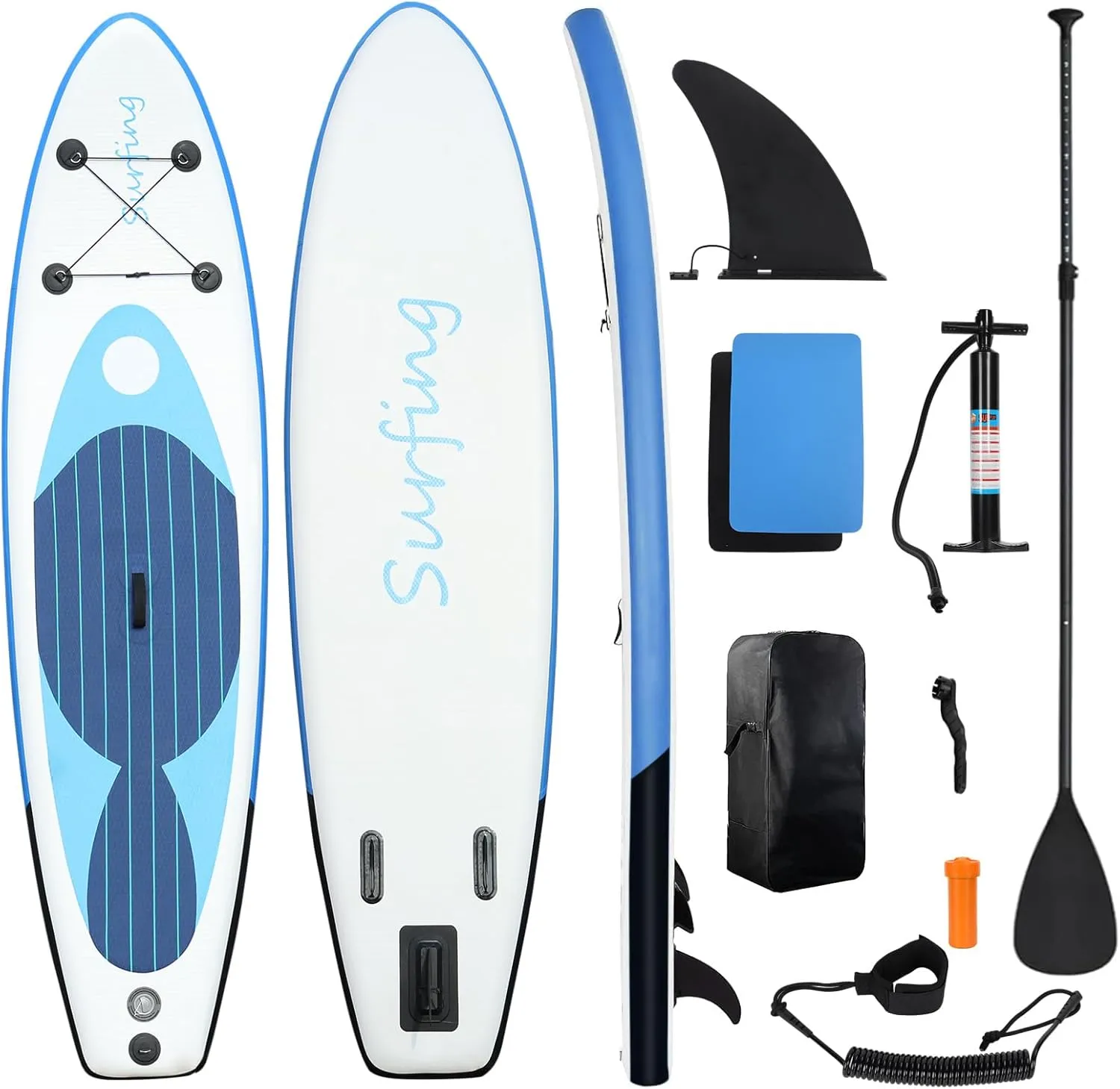 Inflatable Stand-Up Paddleboard Kit,Camouflage Print Adult Paddleboard,Triple Fin System for Stability, Complete Accessories incl. Pump & Bag,ISUP for Adults