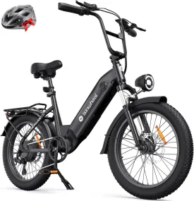 isinwheel U8 Electric Bike for Adults,1000W Peak Motor Ebike,Max 20/28MPH 75-105Miles Range Electric Bicycle,48V 13AH/18AH Battery Commuting 20" Step Thru Fat Tire Ebikes for Adults,7 Speed Gearing
