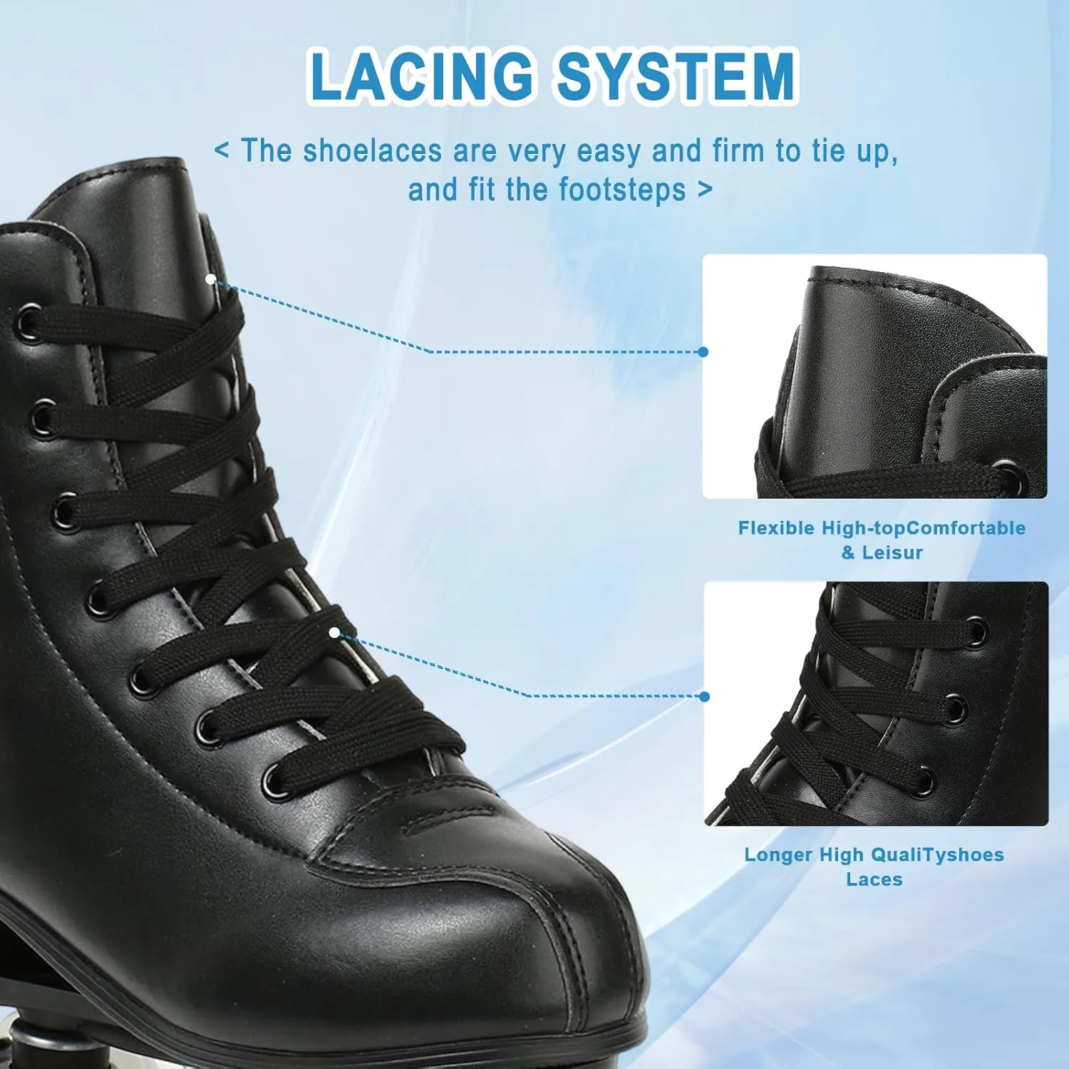 Jessie PU Leather Skates - Premium Adjustable Four-Wheel Roller Skates for Women, Men, Boys & Girls - Indoor & Outdoor