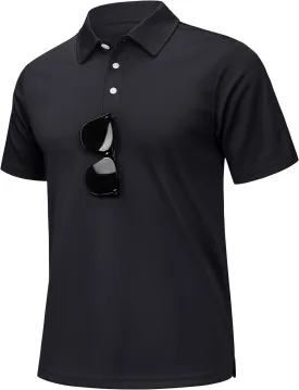 KEFITEVD Men's Polo Shirts Short Sleeve Dry Fit Collared T-Shirt Athletic Performance Polos for Running Golf Tennis