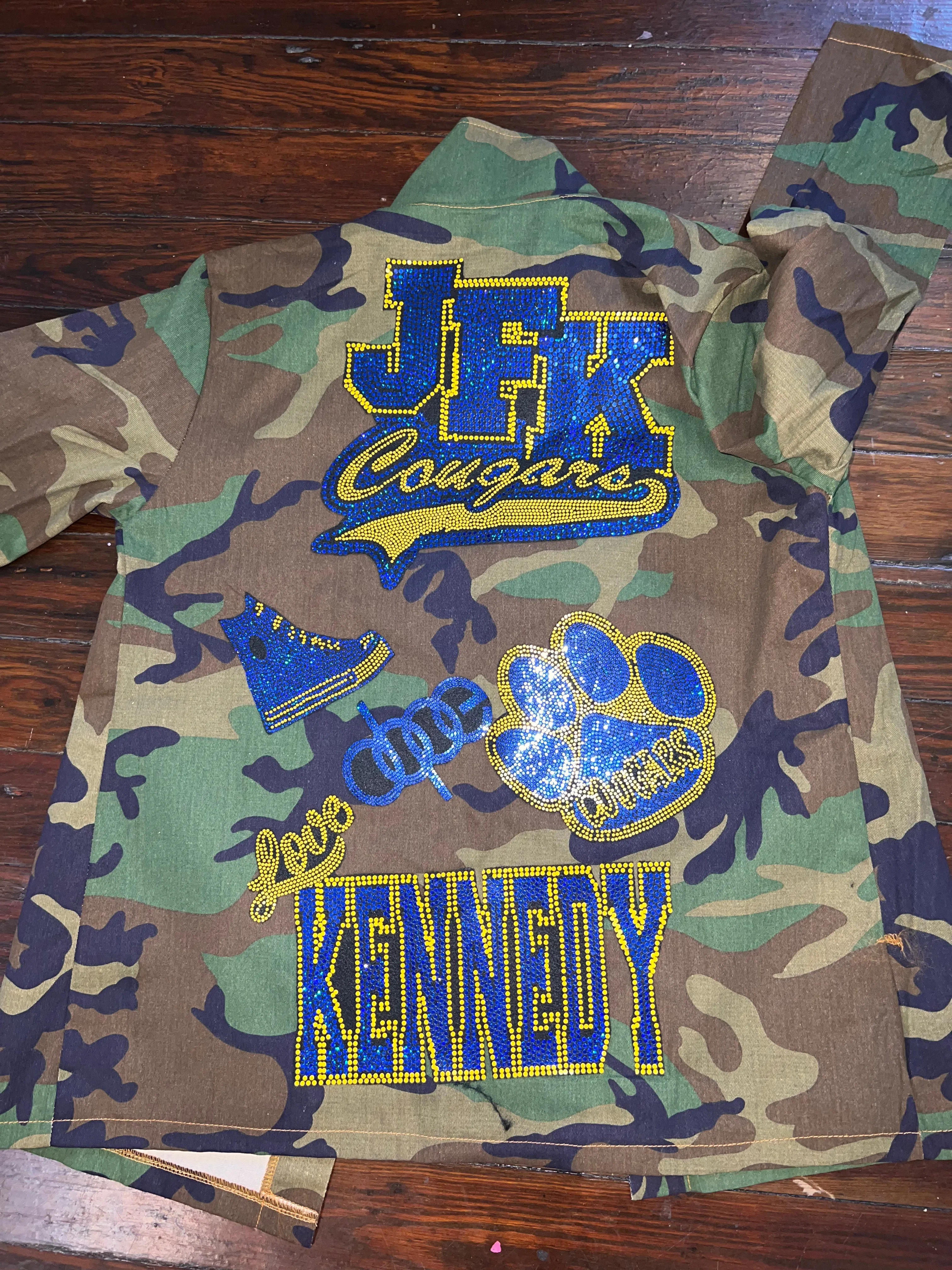 KENNEDY HIGH SCHOOL CAMOUFLAGE BLING Patchwork JACKET