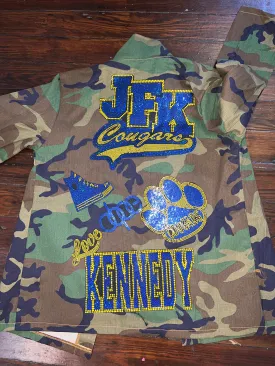 KENNEDY HIGH SCHOOL CAMOUFLAGE BLING Patchwork JACKET