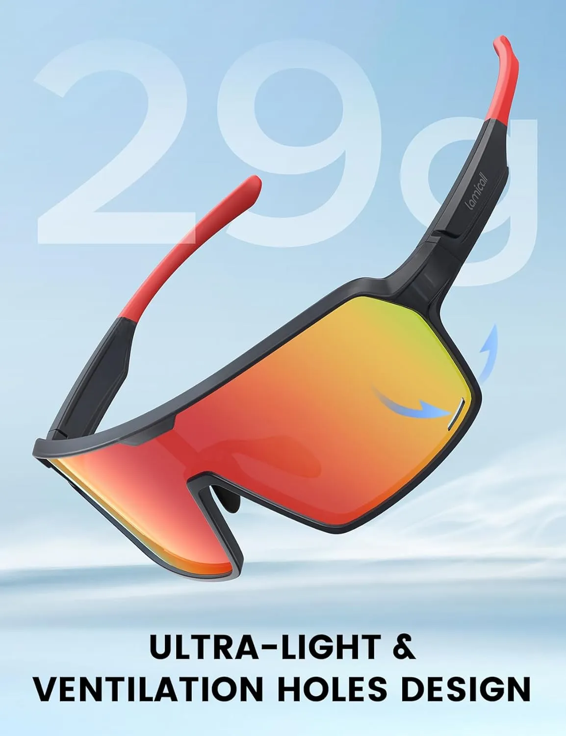 Lamicall XL Size Polarized Sports Sunglasses for Men Women, Large UV400 Protection Sun Glasses, Running Cycling Baseball