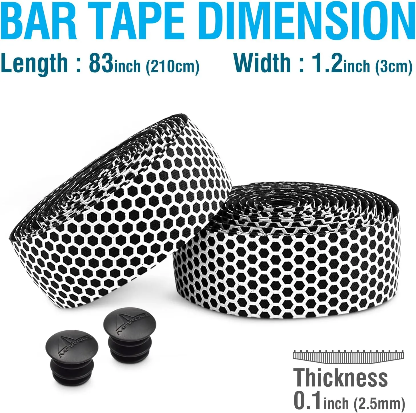 MARQUE Hex Bike Handlebar Tape - Bar Tape for Road Cycling Bicycles, Drop Bar Wraps for Better Grip - 2 Rolls Per Set