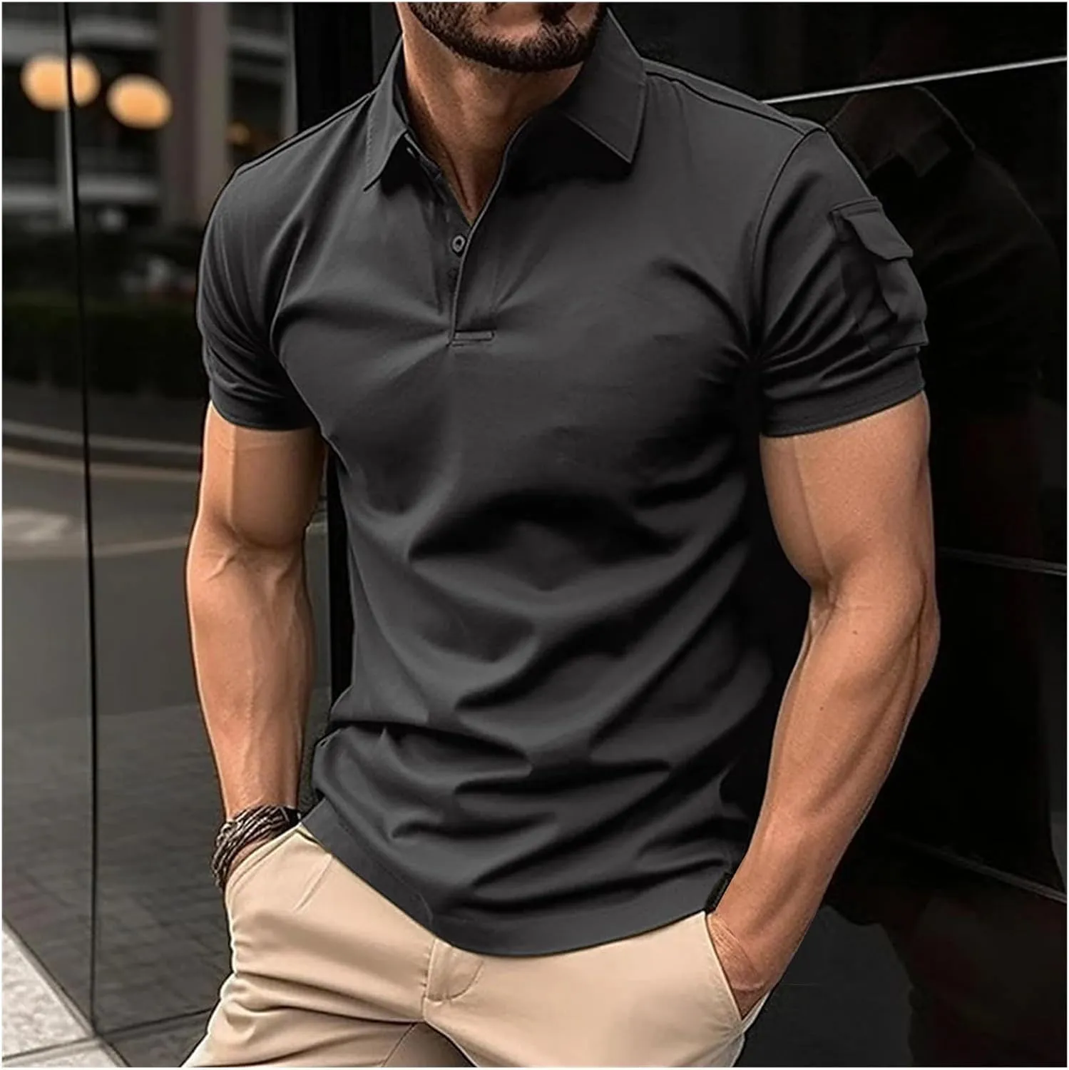 Mens Regular Polo Shirts, Short Sleeve Athletic Golf Jersey, Quarter Zip Casual Pullover Oversized Henley Slim Tees