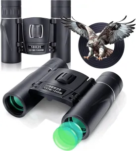 Midoo 2 Pack 10x25 Binoculars for Adults and Kids - Compact, Clear Low Light Vision for Bird Watching, Travel, Hunting, Cruise Ship Essentials - Lightweight and Waterproof