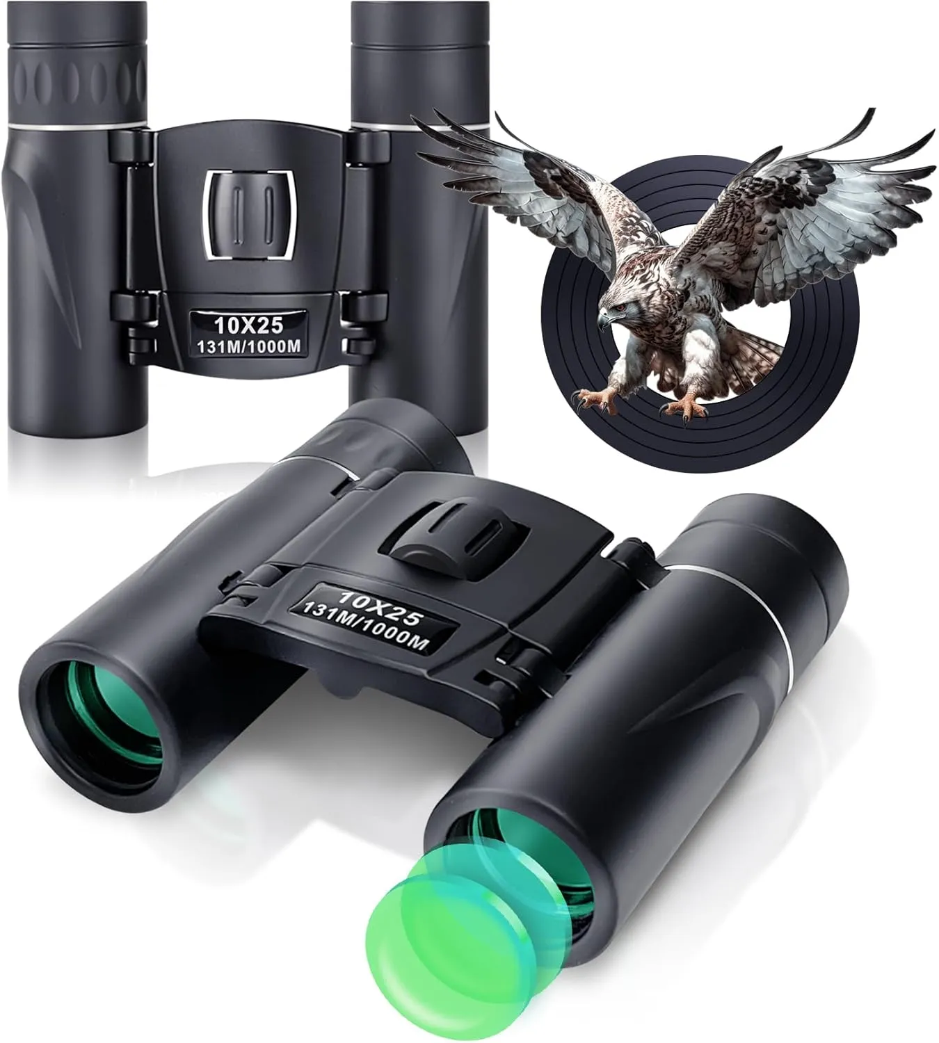 Midoo 2 Pack 10x25 Binoculars for Adults and Kids - Compact, Clear Low Light Vision for Bird Watching, Travel, Hunting, Cruise Ship Essentials - Lightweight and Waterproof