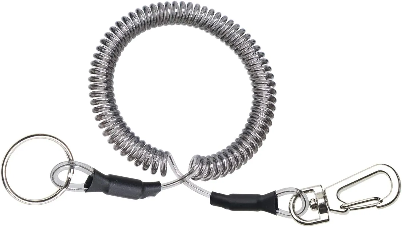 Mini Skater Coil Lanyard Retractable Plastic Safe Rope Wire for Securing Fishing Pliers, Kayak, Surfing, Boating and Wading, 1Pcs (Spiral Length:6 inch)