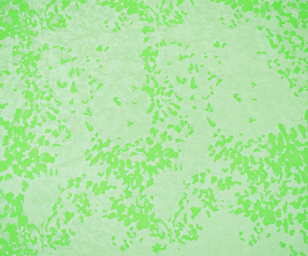 Neon Green-White Polyester Abstract Camouflage Jacquard Woven Fabric