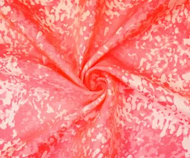 Neon Pink-Off White Polyester Abstract Camouflage Jacquard Woven Fabric