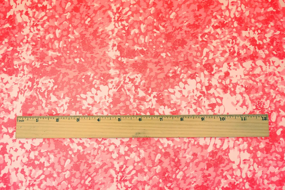 Neon Pink-Off White Polyester Abstract Camouflage Jacquard Woven Fabric