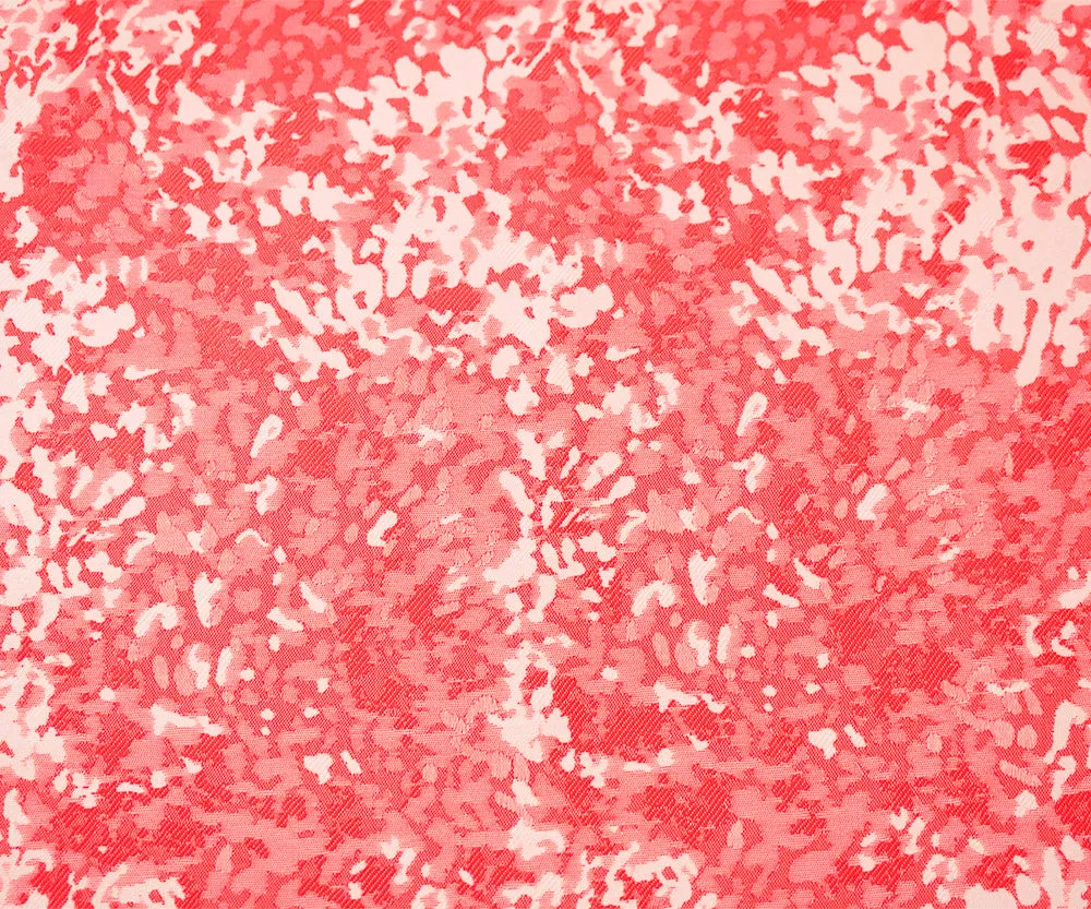Neon Pink-Off White Polyester Abstract Camouflage Jacquard Woven Fabric