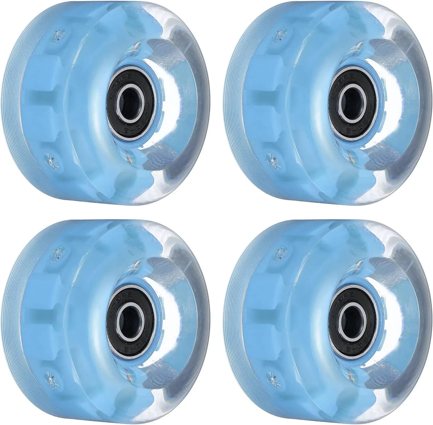 PATIKIL Roller Skate Wheels with Bearings, Light Up Wheel Quad Skate Replacement for Double Row Skating Skateboards