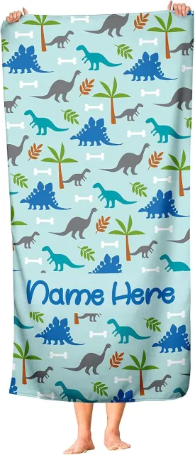 Personalized Dinosaur Towel for Kids - Custom Travel Beach Pool and Bath Towels for Adults Toddler Baby Boys Girls (Bath Towel 30"x60")