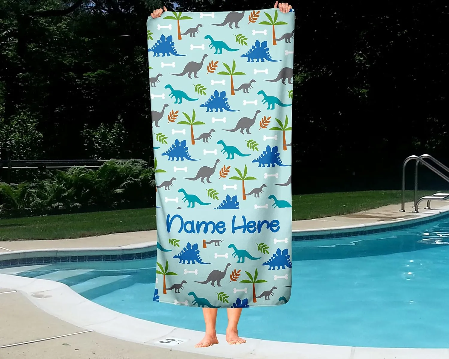 Personalized Dinosaur Towel for Kids - Custom Travel Beach Pool and Bath Towels for Adults Toddler Baby Boys Girls (Bath Towel 30"x60")