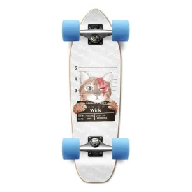 Punked Rockstar Kitty Cat - White Wink 27" Mini Cruiser Longboard