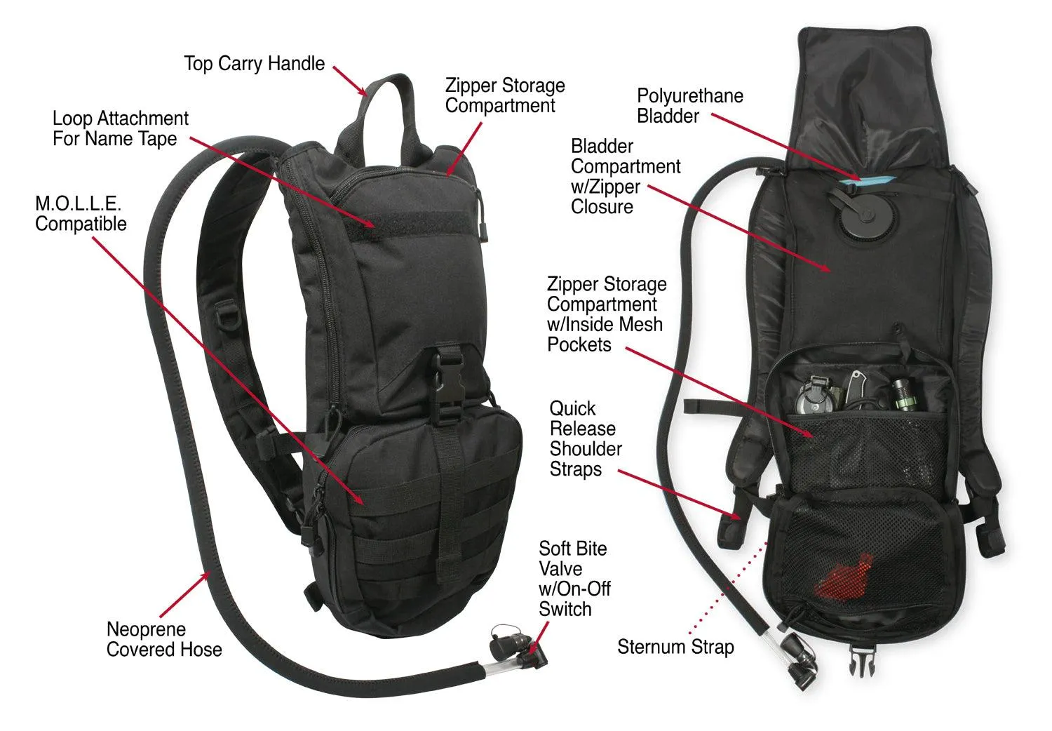 Rapid Trek Hydration Pack - Black