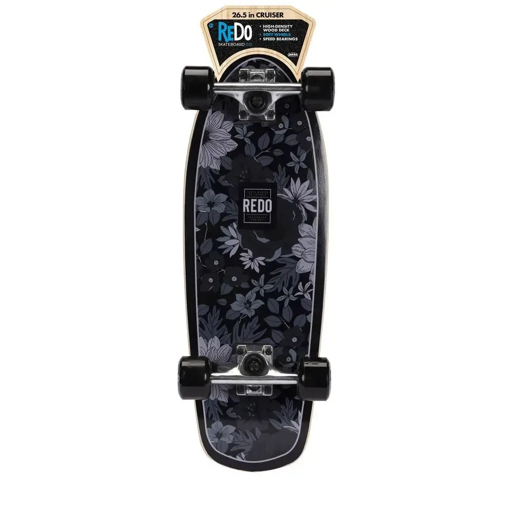 ReDo Skateboard Co. 24" Standard Skateboard - Black Floral