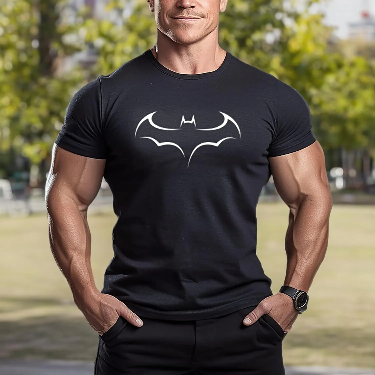 ReedCA Bat - Mens Bodybuilding T-Shirt - Gym Training Top Fashion Workout Shirts Hipster Shirt Fitness