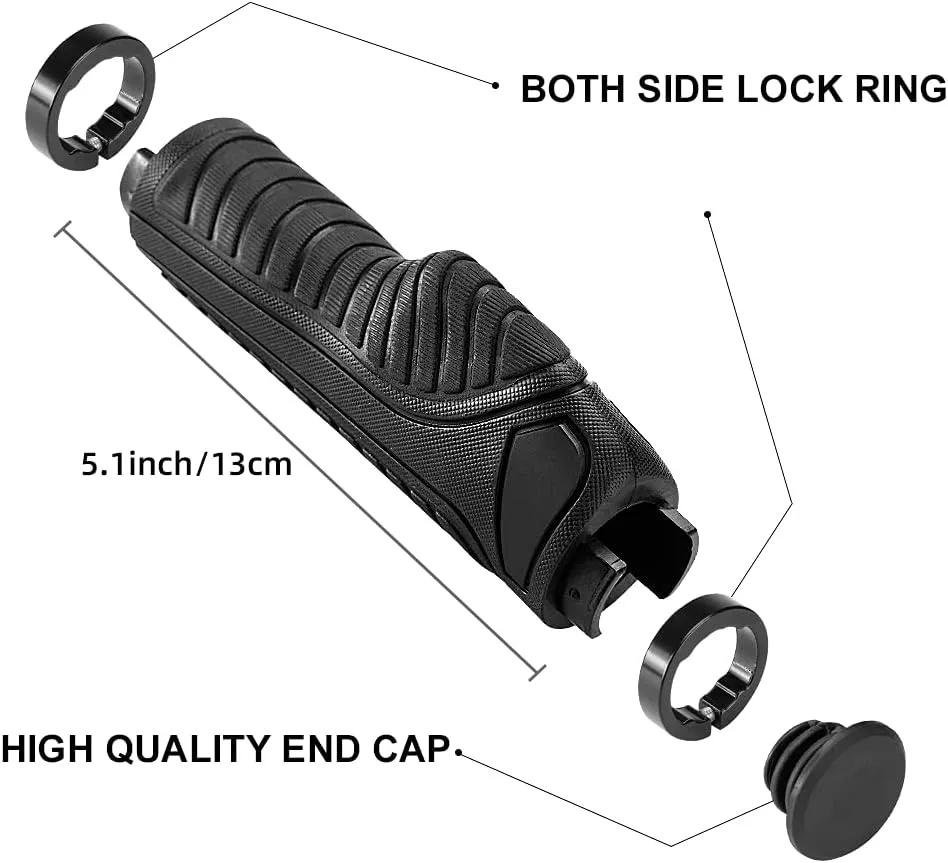 ROCKBROS Mountain Bike Grips Handlebar Bicycle Handlebar Grips Bike Handle Grips Double Aluminum Clamp Lock On Grips for MTB BMX Mountain Bike Handle Bar Ends Black Grey Red Green