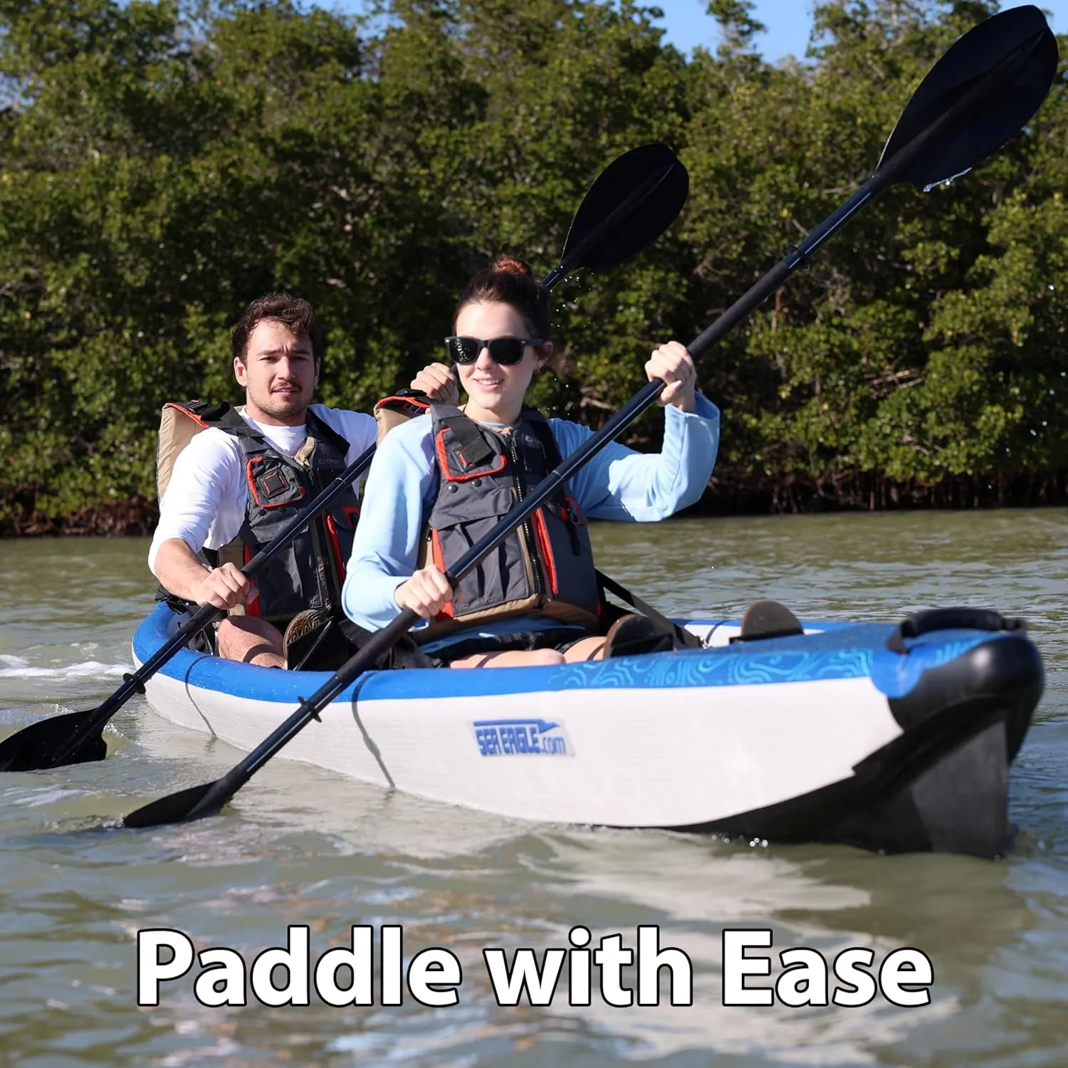 Sea Eagle RazorLite Inflatable Kayak - Lightweight, Drop Stitch, High Speed Touring Kayak - Solo or Tandem - Tall Back Seat(s), Paddle(s), Backpack, Skeg and Pump