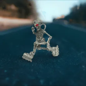 Skeleton with Red Eyes, on Rollerblades Pendant