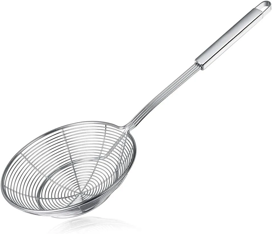 Spider Strainer Skimmer, Swify Stainless Steel Asian Strainer Ladle Frying Spoon with Handle for Kitchen Deep Fryer, Pasta, Spaghetti, Noodle, 7 Inch
