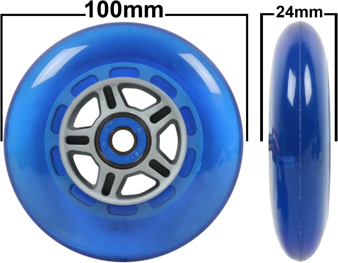 TGM Skateboards 2 Scooter Wheels with ABEC 7 Bearings for Razor Scooter 100mm