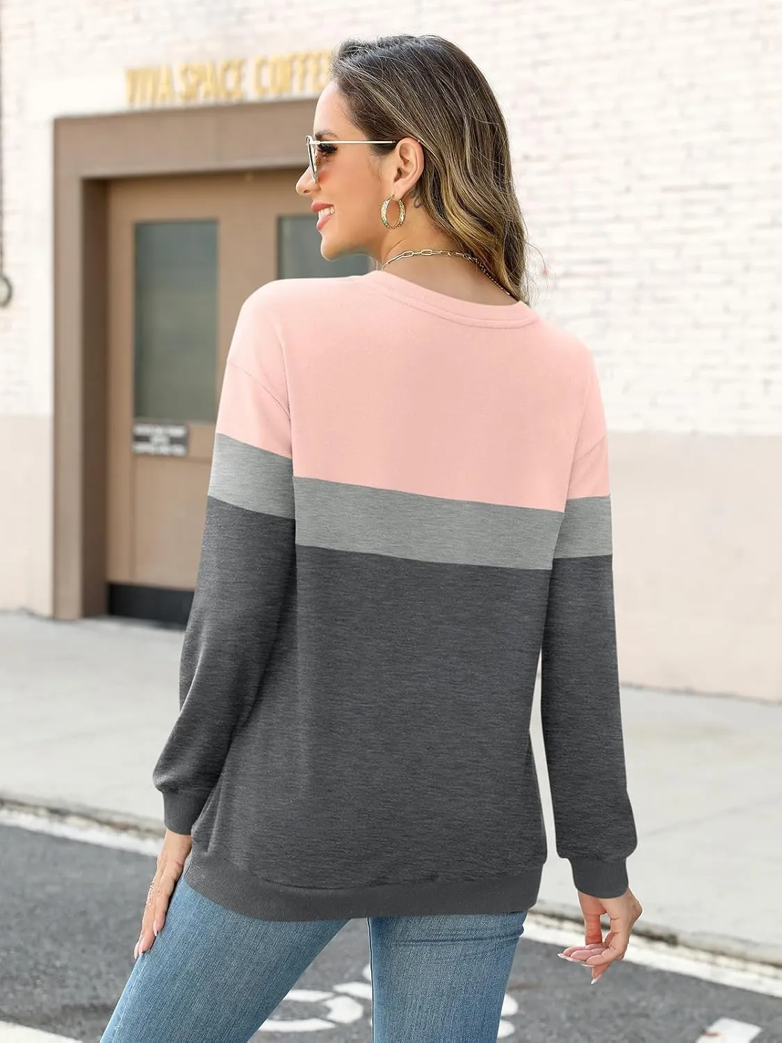 Womens Long Sleeve Shirts Half Zip Sweatshirts Quarter Zipper Fall Tops Pullover