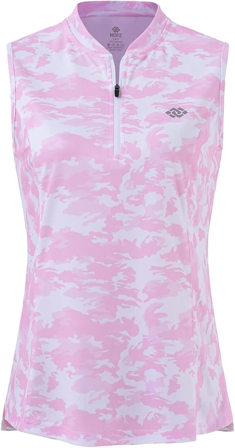 Women's Sleeveless Tennis Shirt Golf Shirts for Women Quick Dry Pickleball Shirts UPF 50  Sportswear T-Shirts with Zipper