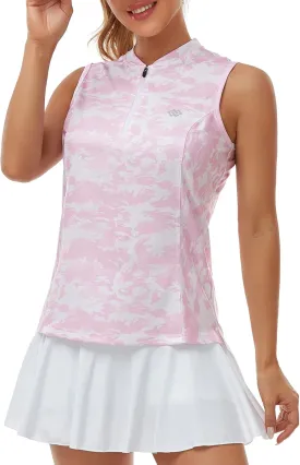 Women's Sleeveless Tennis Shirt Golf Shirts for Women Quick Dry Pickleball Shirts UPF 50  Sportswear T-Shirts with Zipper