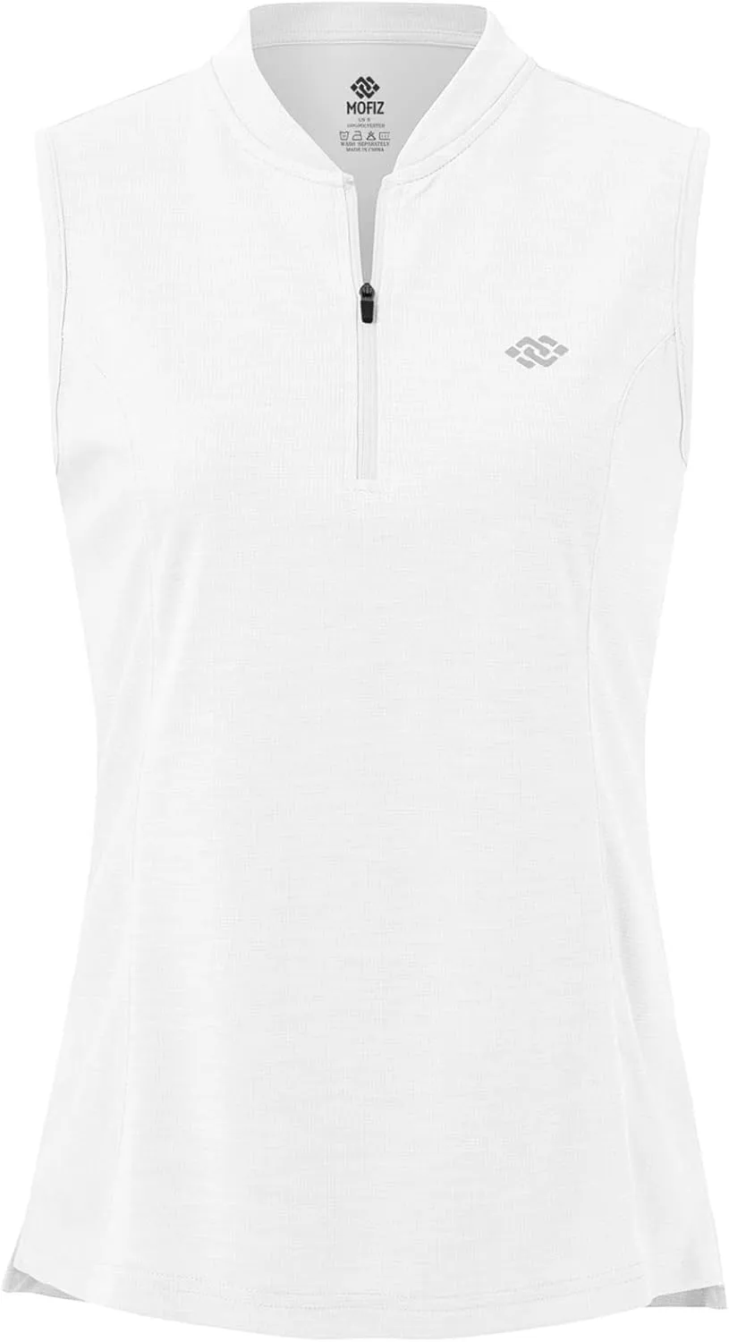 Women's Sleeveless Tennis Shirt Golf Shirts for Women Quick Dry Pickleball Shirts UPF 50  Sportswear T-Shirts with Zipper