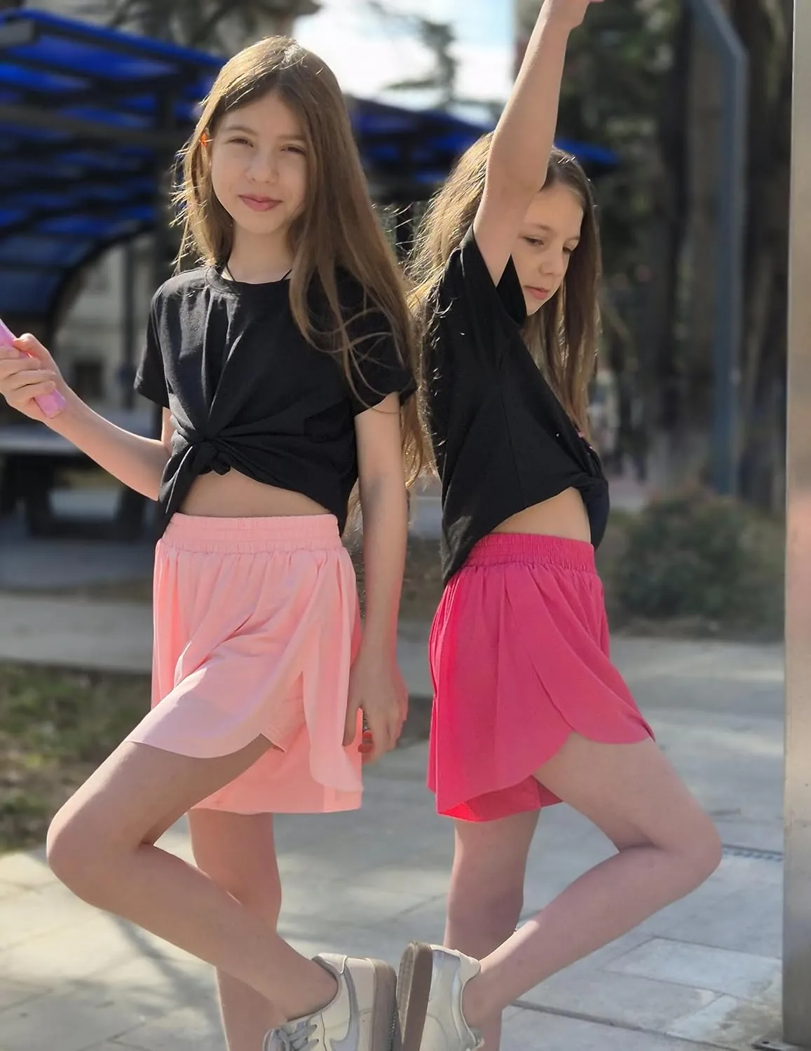 Zaclotre Girls Butterfly Shorts with Pockets 2 in 1 Flowy Running Shorts Kids Athletic Skorts for Tennis Cheer Dance