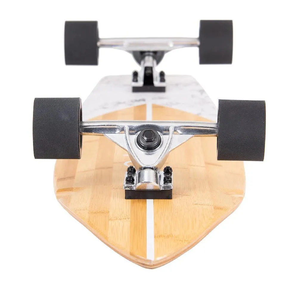Zed White Marble 44" Top Mount Bamboo Kicktail Longboard